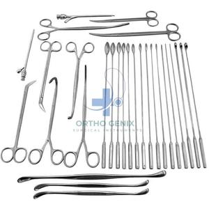 Juego de instrumentos quirúrgicos manuales Premium de 44 piezas de acero inoxidable para el tratamiento de cálculos biliares de colecistectomía modelo Ortho Genix - Product Image 1