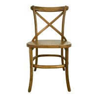 Silla de Madera Maciza de Teca Moderna de Alta Calidad con Respaldo Cruzado Gabriel, Acabado Natural, para Uso en Interiores/Exteriores, Estilo Rústico, para Jardín, Villa