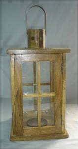 Linternas de madera más vendidas en acabado natural con cabeza de acero cilíndrica de vidrio y cabeza de madera para decoración del hogar y de Navidad - Product Image 5