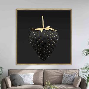 Black <b>Gold</b> Strawberry Canvas Print: Vibrant Kitchen Decor Art,<b>GOLD</b> <b>FRAMED</b> CANVAS - Product Image 1