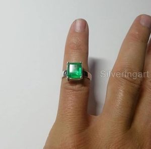 Wholesale <b>Mens</b> <b>Ring</b> Natural Emerald Gemstone May Birthstone Anniversary Christmas Father's Day Jewelry 925 Sterling <b>Silver</b> <b>Ring</b> - Product Image 2