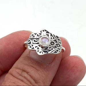 Anillo de piedras preciosas de piedra lunar de Plata de Ley 925, joyería hecha a mano, anillo de estilo bohemio de plata, joyería para mujer, regalo de boda para esposa - Product Image 1