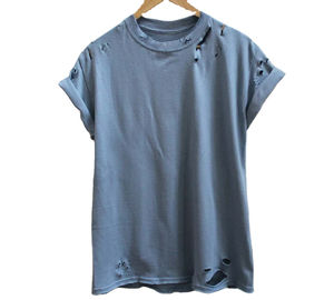 Men's High Street Short Sleeve Casual O-Neck <b>T</b>-<b>Shirt</b> Distressed 100% Cotton Solid Color <b>Long</b> <b>Length</b> Oversized Fit <b>T</b>-<b>shirts</b> - Product Image 2