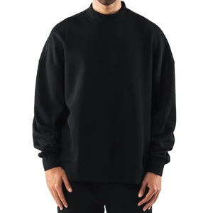 Sudaderas calientes de cuello simulado, ropa de calle de talla grande para hombre, sudaderas negras para hombre, sudadera lisa de algodón con hombros caídos de gran tamaño - Product Image 6