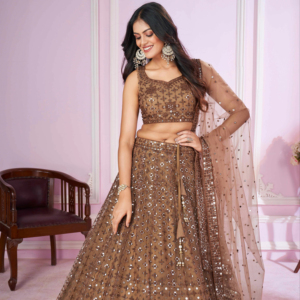 ชุดแต่งงานที่สวยงาม lehenga กับงานปักด้ายเลื่อม - Product Image 1