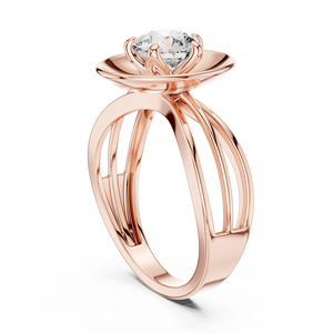 Bague de fiançailles de luxe TRENDY en or rose 18 carats plaqué rhodium, sertie d'un diamant solitaire brillant de 1 carat cultivé en laboratoire, certifié IGI - Product Image 2