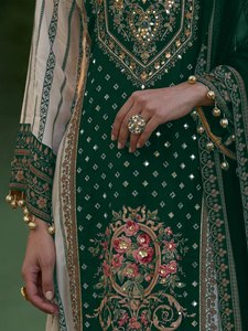 Plazzo dupatta ลายพิมพ์ดิจิตอลงานปักแฟนซีทางการแบบดั้งเดิมเทรนด์ใหม่ล่าสุด - Product Image 3