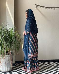 Trajes Salwar de Rayón de Diseñador Indio Pakistaní con Hilos Multicolores, Kurti Azul, Plazo, Dupatta, Traje Informal para Fiestas y Bodas - Product Image 5