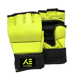 KATBROS INDUSTRY Leather MMA <b>Gloves</b> Half Finger Waterproof Non-Slip Hook-and-Loop <b>Pull</b>-On for Adults - Product Image 1