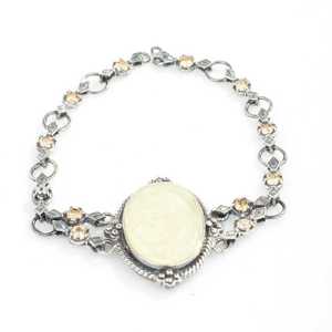 925 Sterling Silver Customized Antique <b>Byzantine</b> Fashion Body Chain <b>Bracelet</b> with Citrine Stone for Daily Wear - Product Image 5