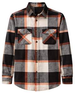 Chemise à carreaux pour homme, manches longues, boutonnée, style décontracté en flanelle, noir, gris, couleur rouille, fabricant sur mesure, vente en gros, OEM - Product Image 1