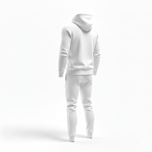 Ensemble de survêtement unisexe d'hiver respirant et léger avec capuche, bleu roi, 100 % polyester polaire, imprimé délavé à l'acide - Product Image 5