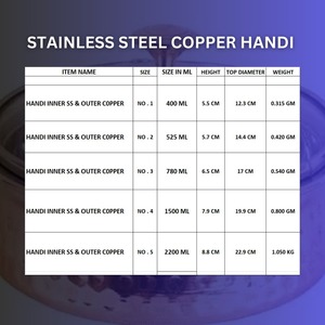 Conception unique, ustensiles en cuivre minimalistes, pot en acier cuivré, couvercle de bol pour biryani, utilisation à domicile, hôtel, restaurant, mariage, origine Inde - Product Image 4