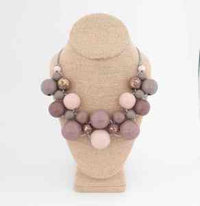 Perles noires et blanches en bois de forme ronde, collier en bois, épais, à la mode, collier en bois - Product Image 6