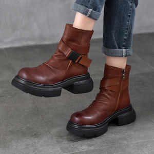 Bottes en cuir pour femmes à talon aiguille et bout pointu, style western, brodées, bottes de neige en cuir pour femmes - Product Image 2