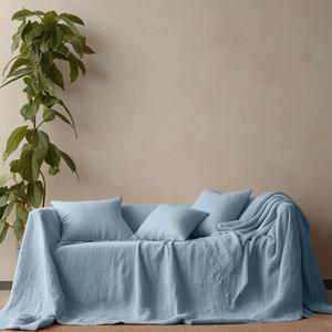 Boho-Style Natural Linen <b>Sofa</b> Slipcover Rustic Washable Linen Coverlet <b>for</b> Bedroom Bed Couch Adds Natural Look to Your Space - Product Image 2