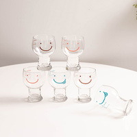Ensemble de 6 verres transparents de style coréen avec logo personnalisé (bière, lait, jus, eau, vin, crème glacée) visage mignon 450 ml – Coffret cadeau