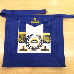 Écusson brodé personnalisé pour tablier maçonnique, motif symbolique couronne de lauriers bleue et dorée, à coudre sur vêtement - Product Image 6