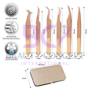 Rose Gold Curved Dolphin Volume Boot & Slight Curved Eyelash Extension Newest Premium Product Grafted Tweezers - Product Image 3
