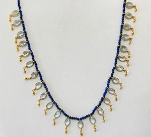 Collier en argent bohème fait main avec incrustation de réglage de lunette aigue-marine naturelle cadeau de fête pour femmes et enfants - Product Image 1