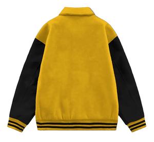 Chaqueta universitaria en blanco con logotipo personalizado de alta calidad, chaqueta universitaria de béisbol con bolsillo frontal de Letterman de lana para hombre - Product Image 2