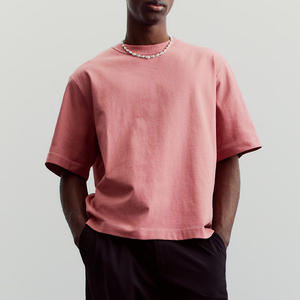 Streetwear avec logo personnalisé T-shirt épais imprimé noir en coton T-shirt épais vierge à épaules tombantes - Product Image 5