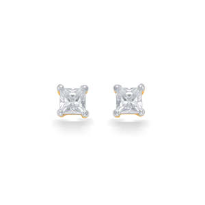 Pendientes Cuadrados de Turquesa Corte Esmeralda y Diamantes en Oro Blanco para Mujer - Product Image 2