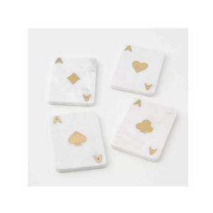 Juego de posavasos de mármol de 4 piezas con incrustaciones de líneas de latón para artículos de mesa de lujo Patrón cuadrado de cocina - Product Image 5