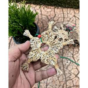 Handwoven Christmas Tree Decorations Small Christmas Tree Ornaments Lot 50 Pieces X-Mas Star Heart Ornaments Festive Handmade - Product Image 2