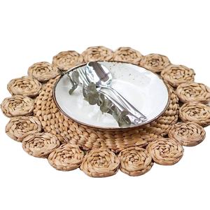 Sunflower <b>Wicker</b> Natural Water Hyacinth <b>Placemats</b>, Boho Hanging Wall Decoration Wholesale Made in Vietnam - Product Image 1