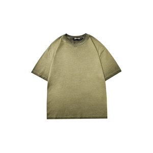Camiseta de peso pesado de gran tamaño con desvanecimiento solar 300-400 GSM algodón logotipo personalizado y Color ropa de calle Unisex fábrica OEM - Product Image 1