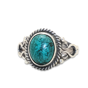 Anillo de plata con piedra verde, piedra preciosa turquesa natural, anillo de plata esterlina para mujer, anillo de declaración de plata Turquesa - Product Image 1