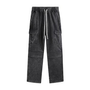 Conjunto de sudaderas con capucha y cremallera para hombre, sudaderas con capucha de ganchillo con patrón sólido, pantalones de pierna ancha con bolsillos de utilidad - Product Image 3