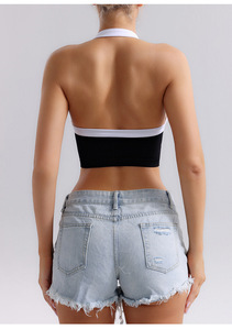 Sujetador deportivo con espalda hermosa para mujer, Sujetador deportivo absorbente de golpes, cuello contrastante, Sujetador deportivo de Yoga de secado rápido - Product Image 2