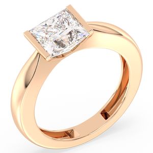 REYES alta calidad oro amarillo princesa corte Moissanite solitario anillo al por mayor 925 plata esterlina Unisex joyería fina - Product Image 2