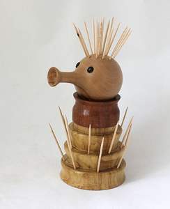 Caja Decorativa de Madera para Palillos de Dientes |   Dispensador de Palillos de Dientes de Madera Natural Hecho a Mano para Mesa de Comedor, Encimera de Cocina, Restaurante - Product Image 2