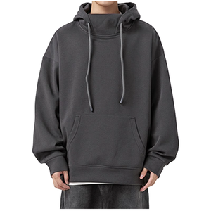 Sweatshirts à capuche à col roulé pour hommes en coton doux et confortable à manches longues avec cordon de serrage coupe ample sweatshirts à col roulé surdimensionnés à la mode décontractés solides pour hommes - Product Image 5