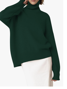 DIRECT FACTORY NEW ARRIVAL CUSTOM LOGO TURTLE NECK SWEATER CHUNKY <b>LONG</b> SLEEVE KNITTED PULLOVER HIGH LOW HEM TRENDY TOP - Product Image 3