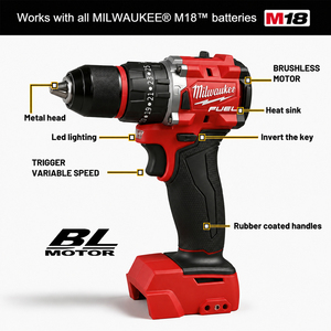 <span class=keywords><strong>Trapano</strong></span> <span class=keywords><strong>a</strong></span> Impatto Milwaukee M18 18V FUEL Senza Fili, Brushless, 13mm, per Spazi Ristretti e Uso Esterno, Vendita all'Ingrosso - Product Image 6