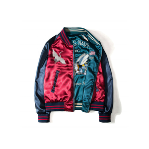Blouson Bomber en Satin Double Face de Haute Qualité avec Broderie Personnalisée du Logo de la Marque, Veste de Baseball pour Homme, Épaisse et Imperméable pour l'Hiver - Product Image 1