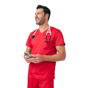 Tenue de Travail Tendance pour Hommes : Ensemble Blouse et Pantalon d'Infirmier Élégant à Manches Courtes, Séchage Rapide, Tissu Respirant, pour Hôpital - Product Image 2