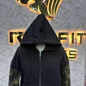 เสื้อฮู้ดสำหรับผู้ชายเสื้อฮู้ดแบบมีซิปพิมพ์ลายพัฟโลโก้ตามสั่ง - Product Image 3