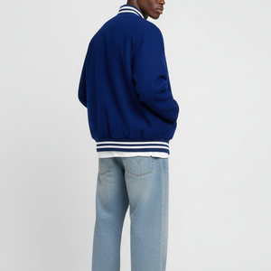 Veste universitaire en laine et coton 100% rembourrée pour l'hiver, très vendue, avec logo brodé en chenille personnalisé, couleur unie - Product Image 3