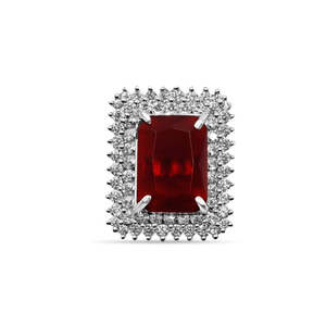 NOVAMART Fine Zarkan 925 Red Ruby Statement <b>Ring</b> for Women Fine Jewelry with Emerald Cut Natural <b>Turquoise</b> Stone Platinum Rhodiu - Product Image 1