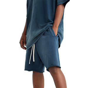 Shorts de jogging unisexes personnalisés en molleton délavé, bord brut, en molleton bouclé épais, coton lourd, décontractés, pour hommes, course à pied, fitness, vintage, délavé à l'acide - Product Image 2