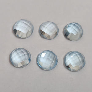 Topacio azul cielo de 8mm, tablero de damas redondo rosecut 2,44 CT, parte trasera plana - Product Image 1