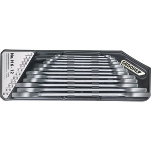 Juego de Llaves de Boca Doble GEDORE de 12 Piezas, Acero Inoxidable Cromado, Tamaños SW6-32 mm y H 6-120 - Product Image 1