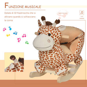 HOMCOM 60x33x45cm Wooden <b>Rocking</b> <b>Horse</b> Giraffe <b>Baby</b> Toy for Children - Product Image 5
