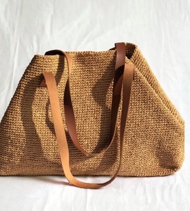 Bolso Tote de Cuero de Verano para Mujer, Bolso de Hombro de Playa de Paja, Bolso Tote de Rafia Tejida a Crochet - Product Image 1