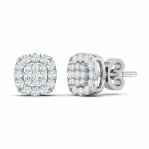 Boucles d'oreilles en diamant taille coussin de luxe, or blanc massif pour femmes, haute brillance, idéal pour les mariages et les fiançailles - Product Image 1